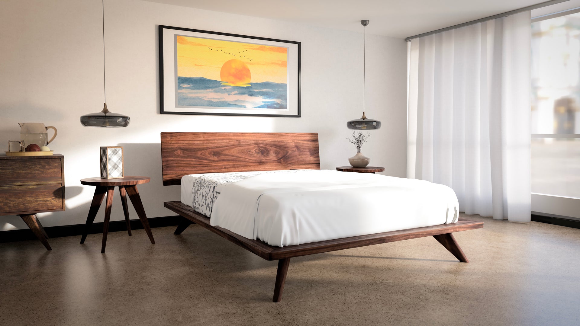 Atomic Platform Bed- Handcrafted Solid Wood Bed Frame