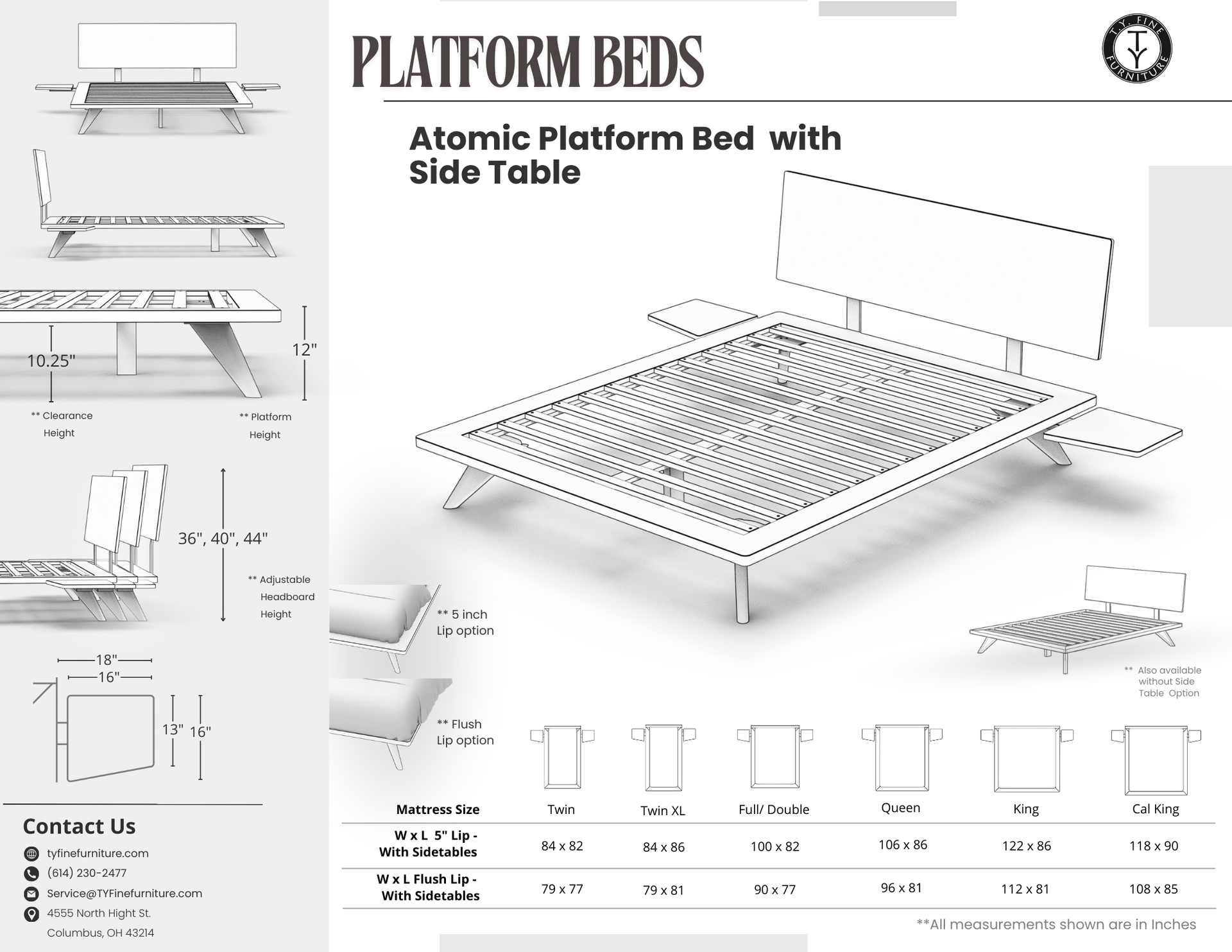 Atomic Platform Bed- Handcrafted Solid Wood Bed Frame