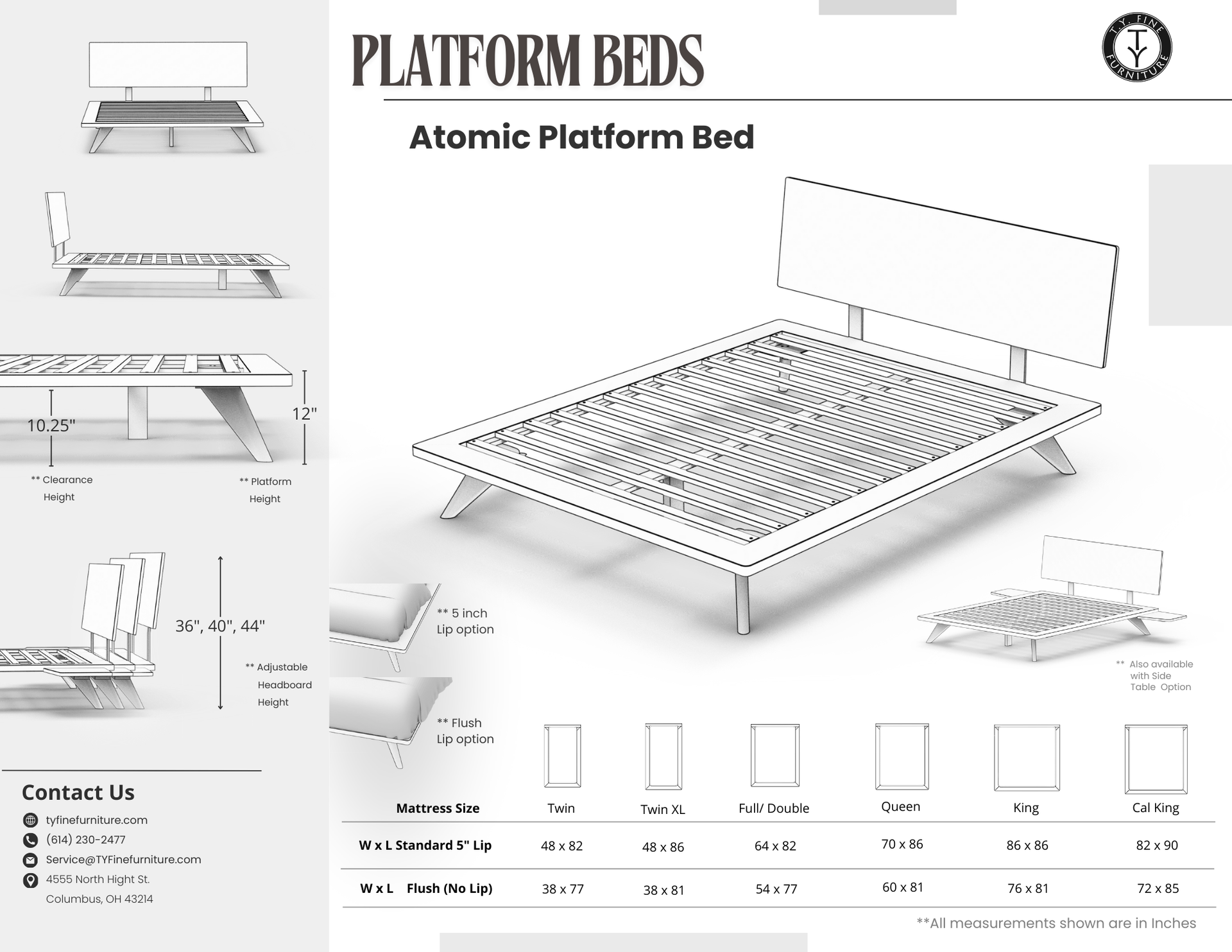 Atomic Platform Bed- Handcrafted Solid Wood Bed Frame