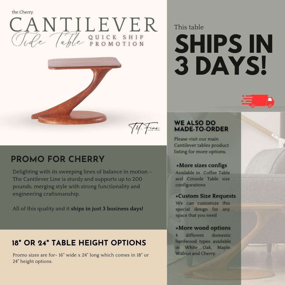 Cantilever Side Table Cherry Quick Ship Promo