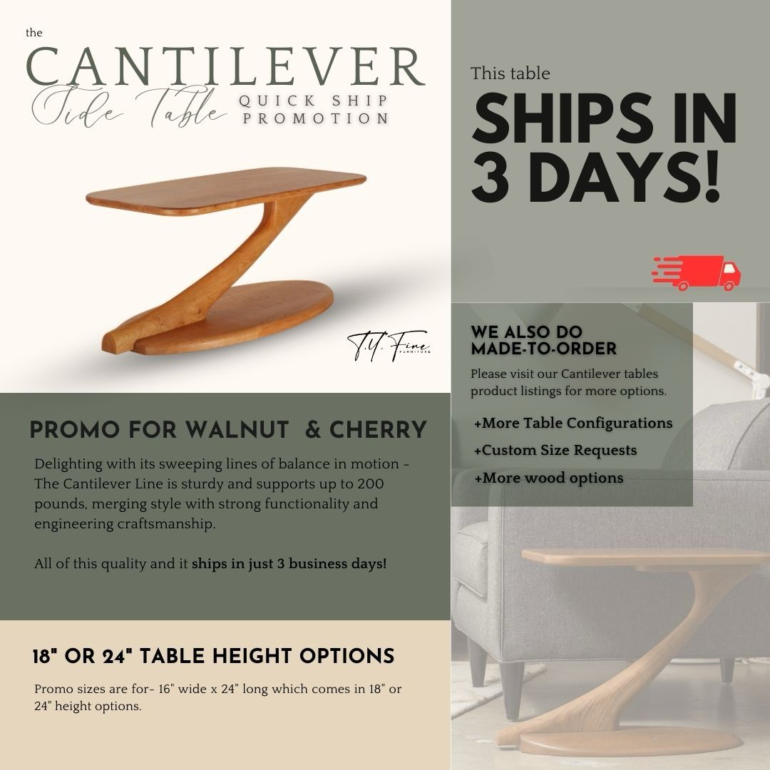 Cantilever Side Table Cherry Quick Ship Promo