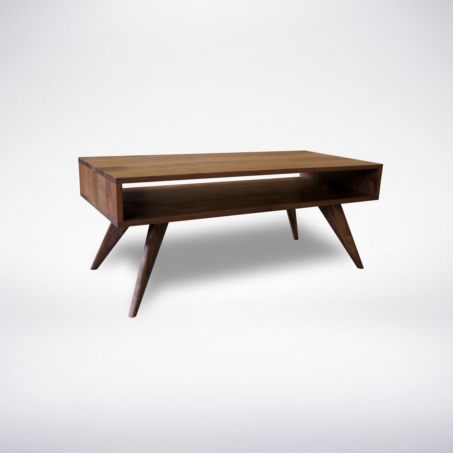 Mid Century Modern inspired coffee table with ample storage